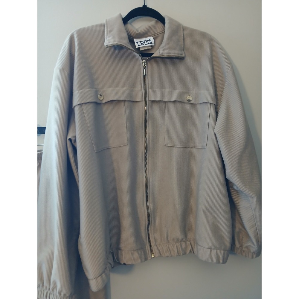 VINAGE Teddi Tan Corduroy Zip Up Jacket Pants Set Two Piece Women's Size Medium - Picture 7 of 7